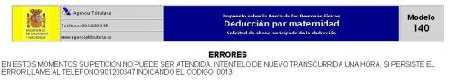 El missatge d’error de la web de l’AEAT